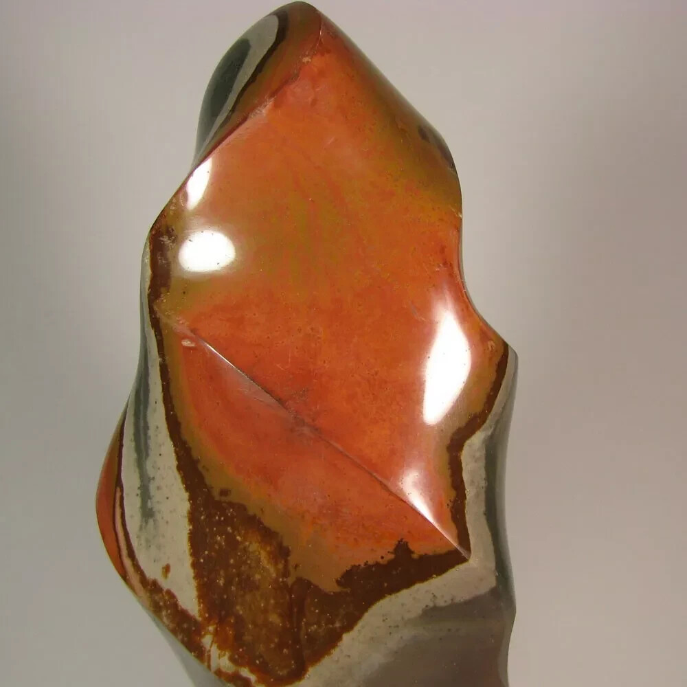 6″ POLYCHROME JASPER FLAME Polished Standup Display – Madagascar – 1.7 lbs.