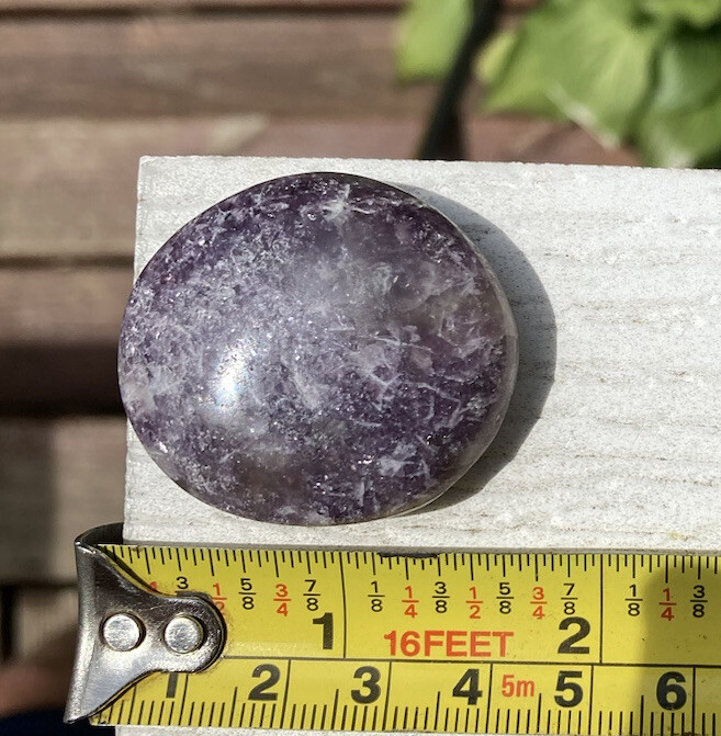 Handmade Polished LEPIDOLITE & SMOKY QUARTZ Crystal Palm Stone MADAGASCAR 1.53″