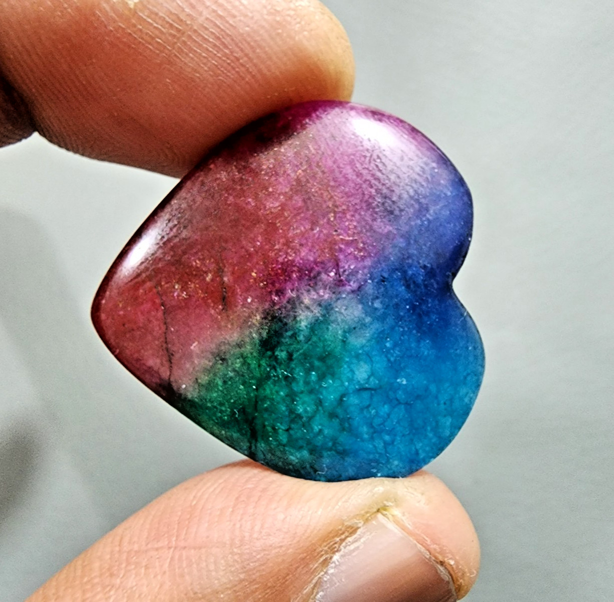49 Crt Amazing Rainbow Solar Quartz Crystal Heart Shape Loose Gemstone Cabochon
