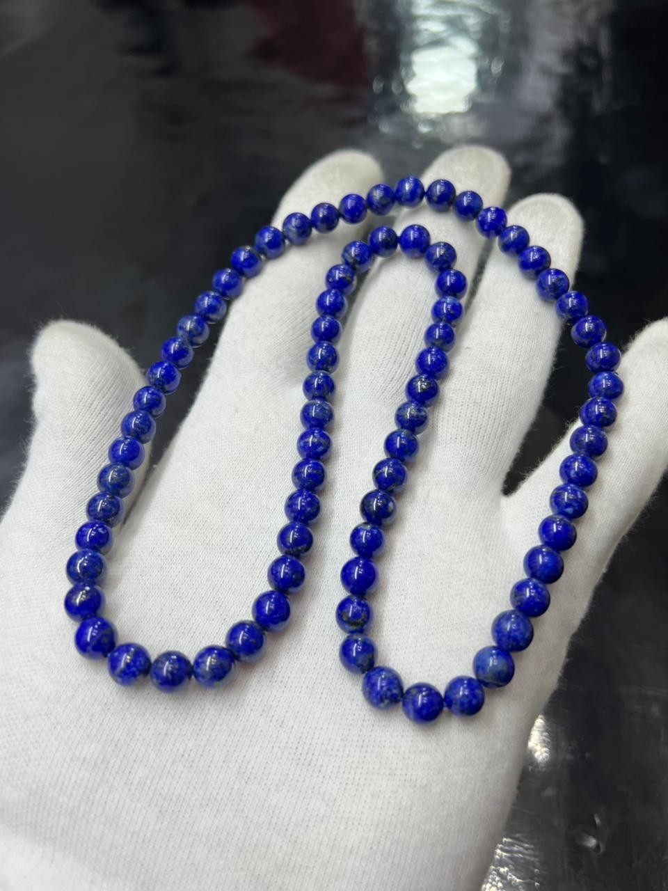 Lapis Lazuli Beded Necklace Top Quality Handcrafted Royal Blue