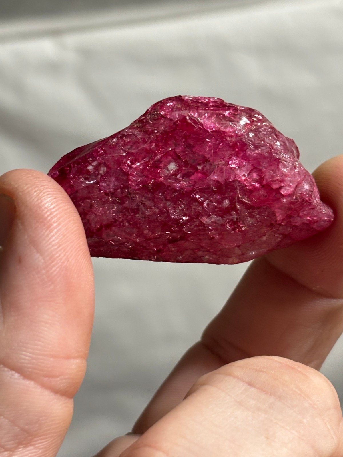Dyed fractured Quartz crystal RUBY CORUNDUM ?? Wicca Pagan Mystic OCCULT