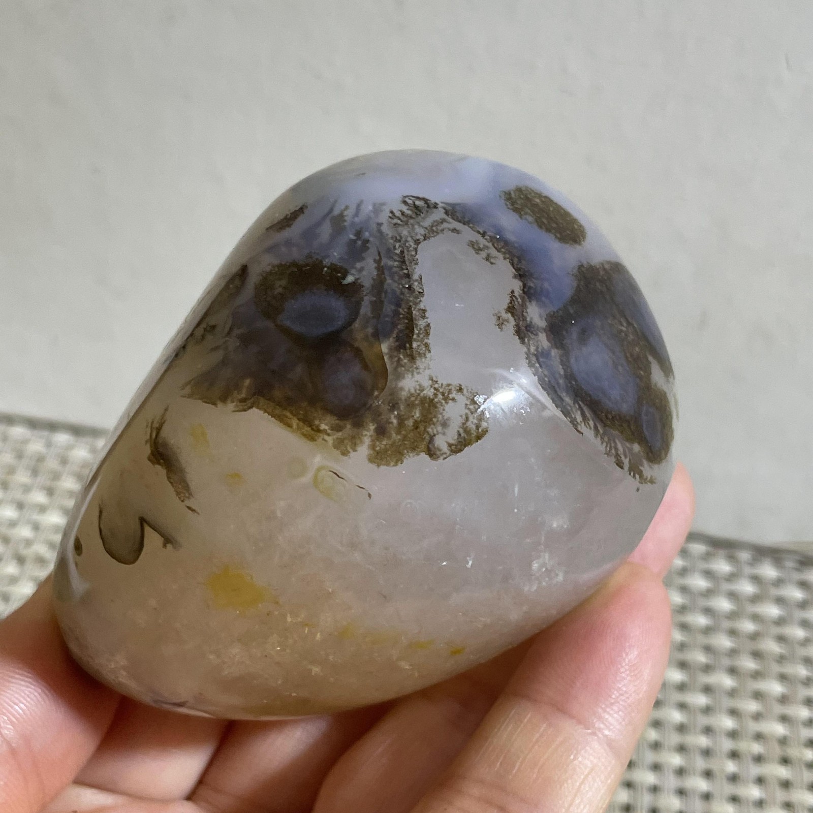 235g Natural Polished Aquatic Plants Agate Crystal Madagascar