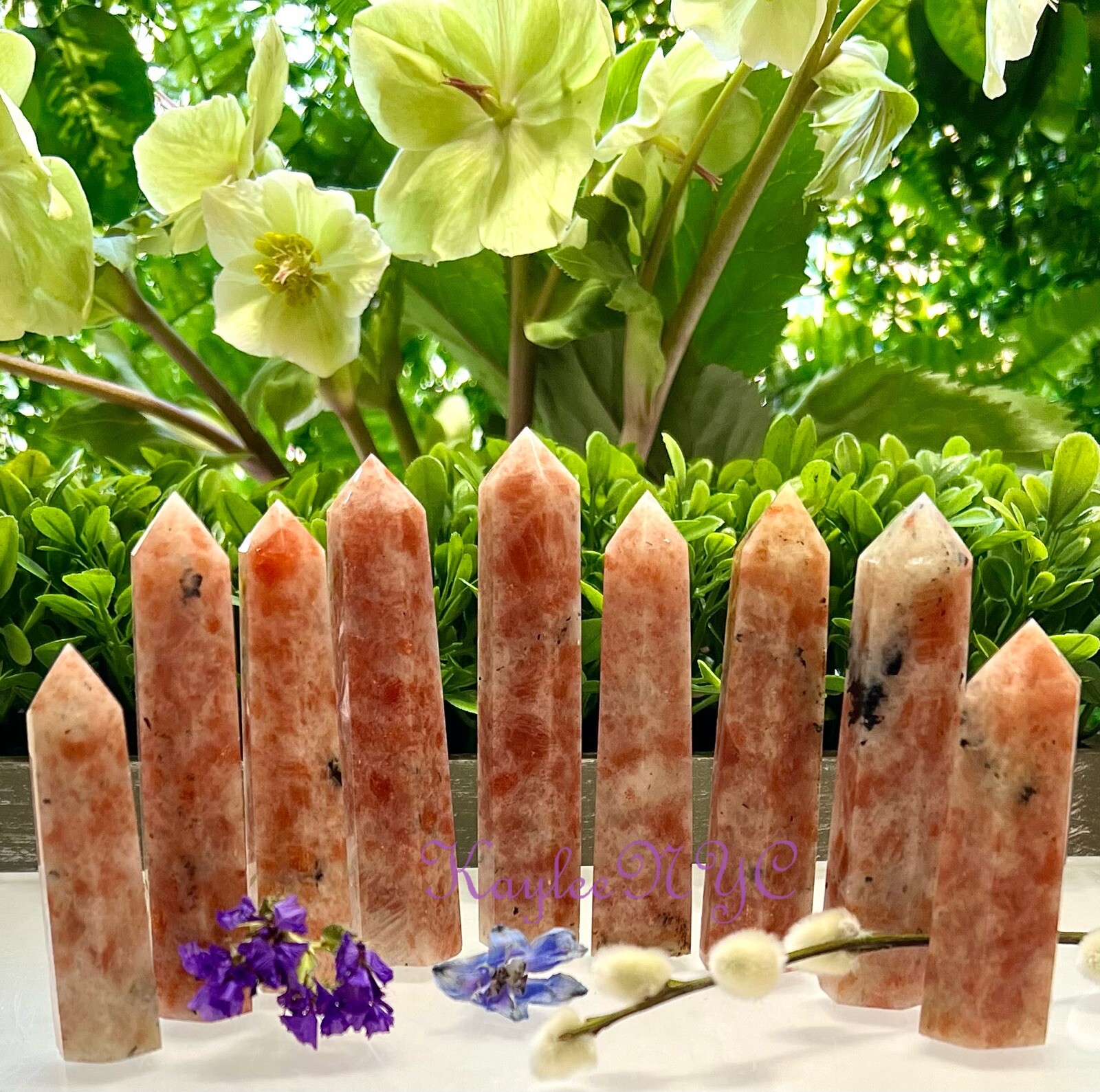 Wholesale Lot 1 Lb Natural Sun Stone Obelisk Tower Point Crystal Natural Energy
