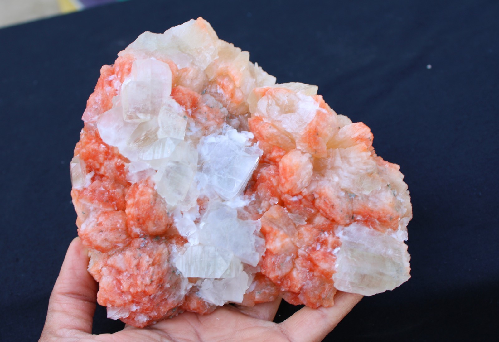 APOPHYLLITE CRYSTALS ON STILBITE MINERALS SPECIMEN#A22