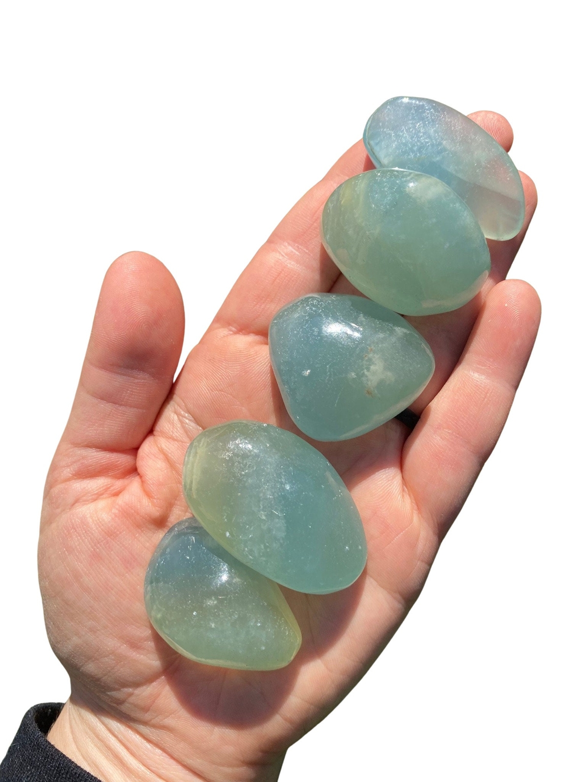 Lemurian Aquatine Calcite Tumbled Stone (Grade AA) from Argentina