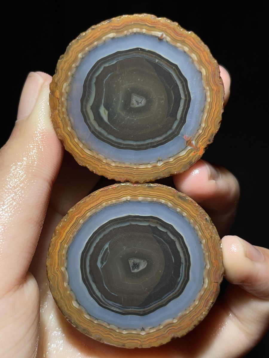 1pair Chinese natural Warring States Red agate crystal hole crystal 97g A28