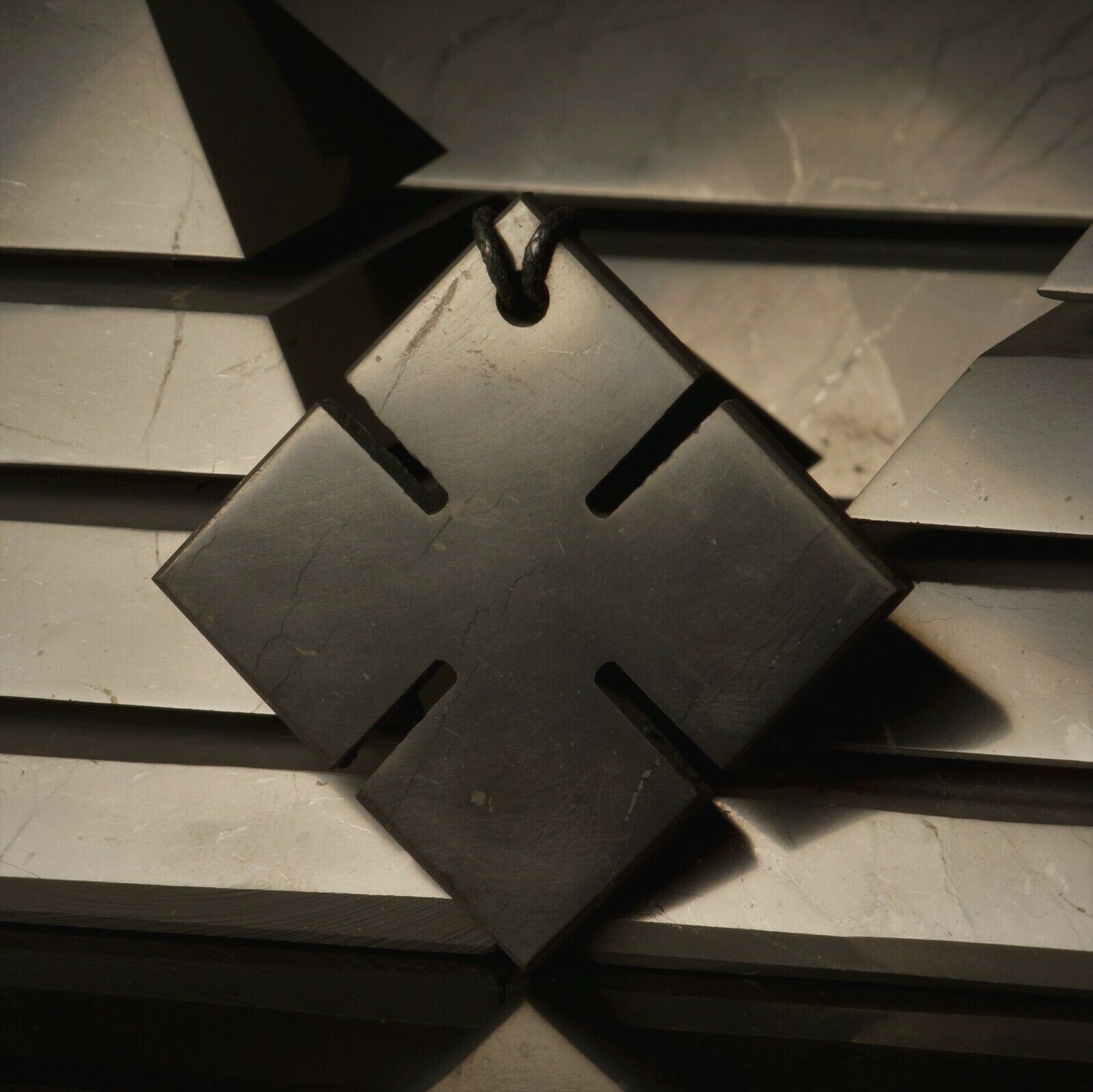 Shungite pendant necklace Celtic Cross, EMF Protection and Grounding