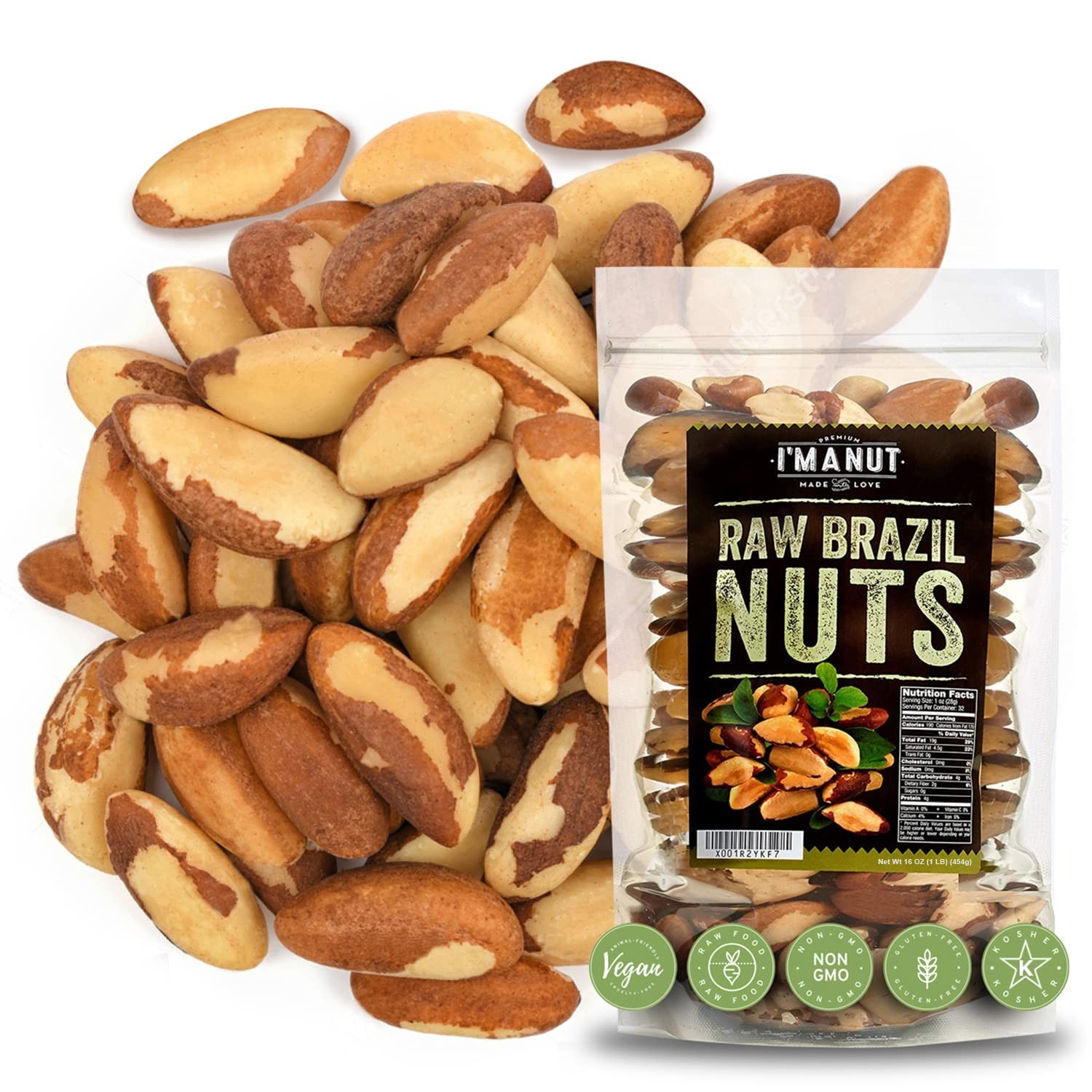 16 oz Raw Brazil Nuts: Rich in Selenium, Gluten & Peanut Free Delight
