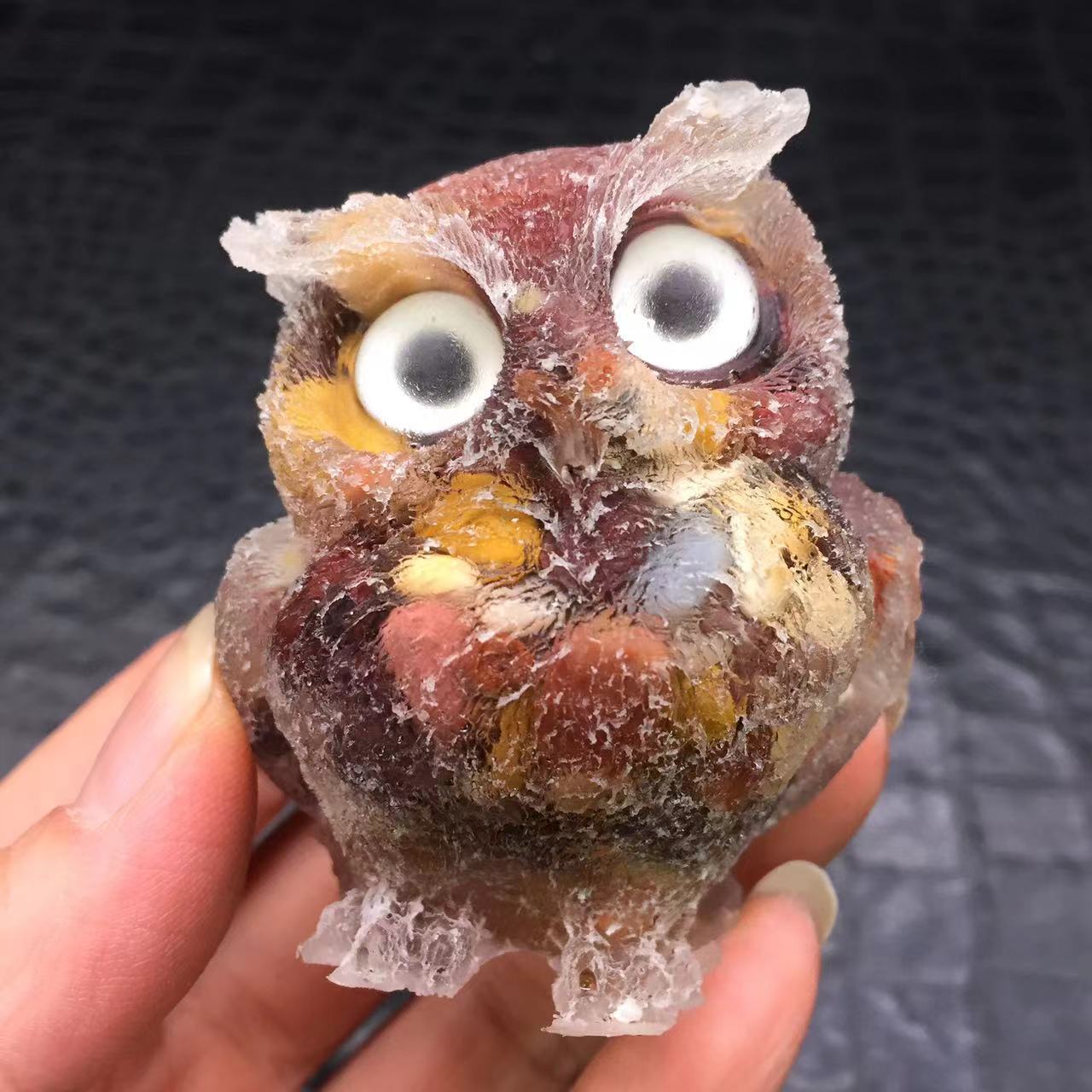 Natural Mookaite Quartz Crystal Tumbled Stone Resin Owl Healing Decorate 1pc