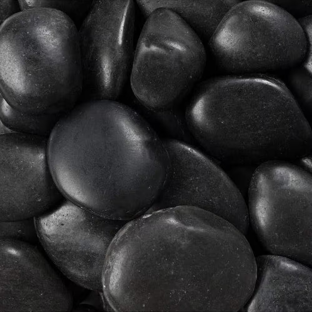 20 Lb. Grade a Black Polished Pebbles 1 In. to 2 In.