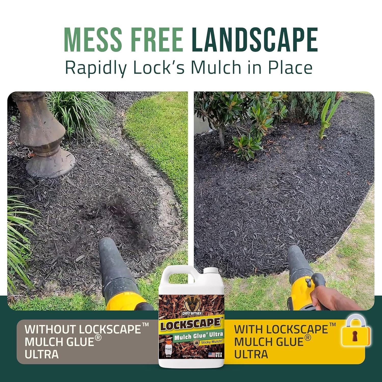 Lockscape Mulch Glue 64oz – Heavy-Duty, Non-Toxic Landscape Adhesive for Mulch
