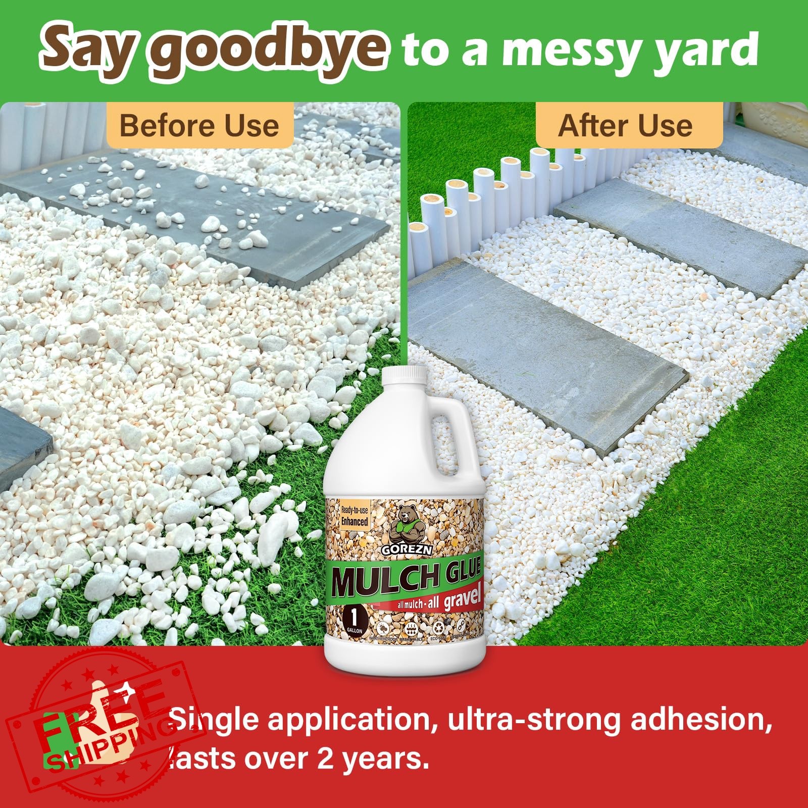 GoRezn Mulch Glue 2 Gallon Rock Garden Yard