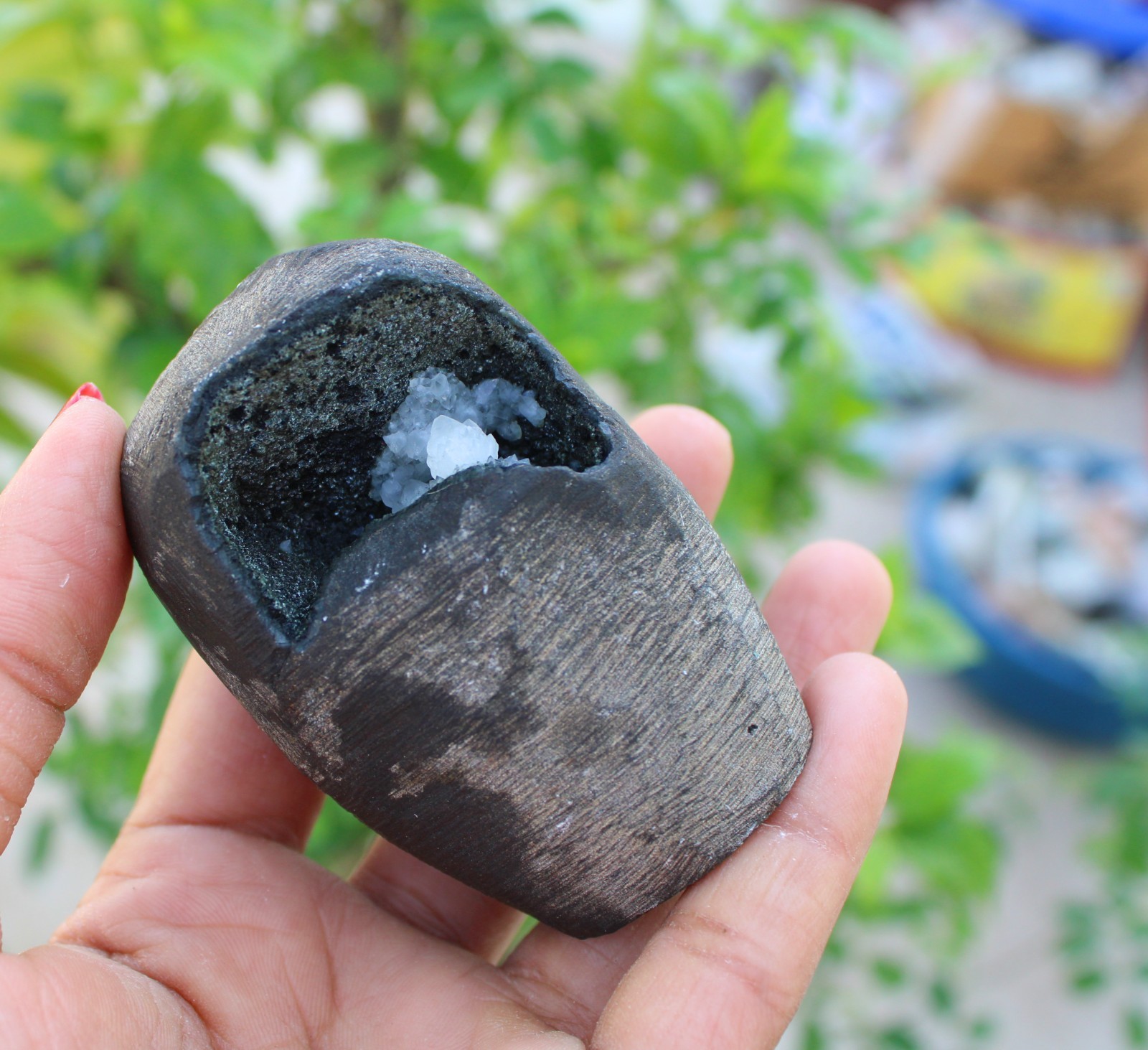 Heulandite In Geode Minerals Specimen #A46