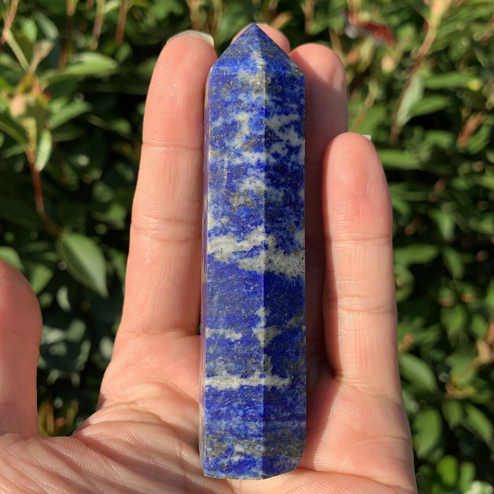Lapis Lazuli Crystal Tower Natural Blue Stone Point Obelisk Wand Decor 3-3.5in