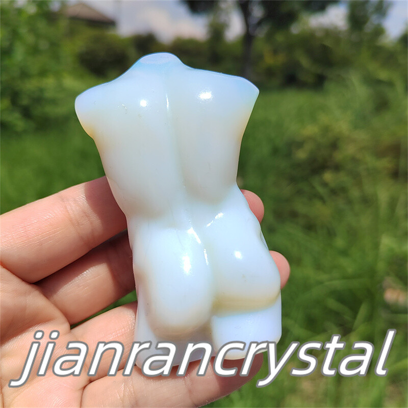 3″ Carved Opalite Male Model Quartz Crystal Skull Figure Statue Healing 1pc