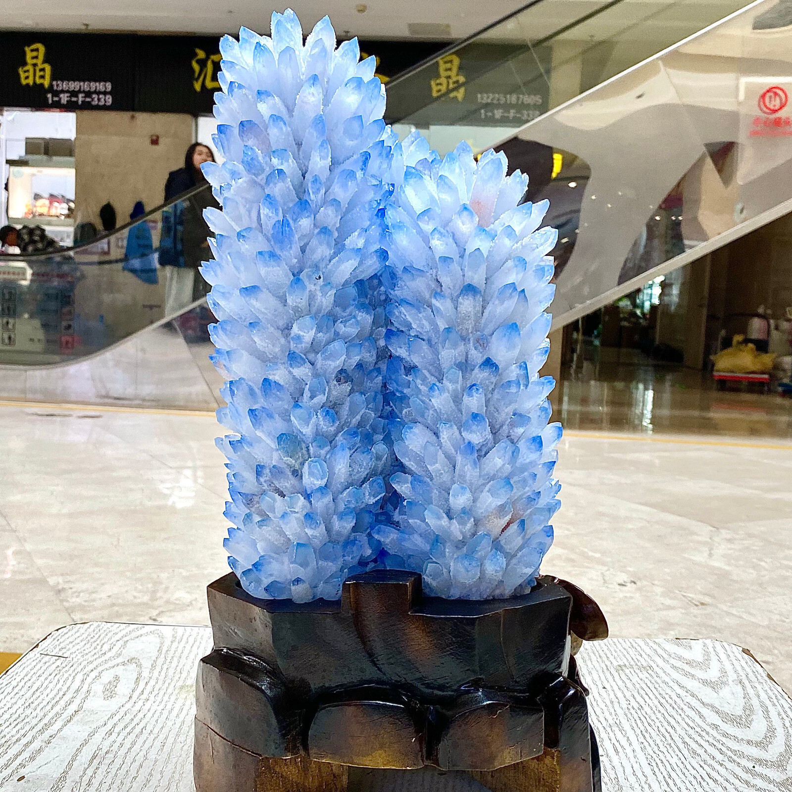 27.95LB eatiful blue Tibetan Ghost phantom Quartz Crystal Cluster Specimen