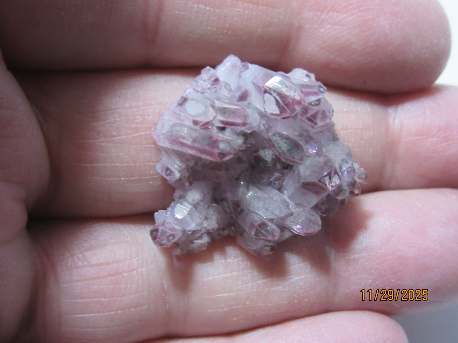 Rare Raspberry Aura Quartz 1 1/8 Inch Cluster Collectible RAQCC-5