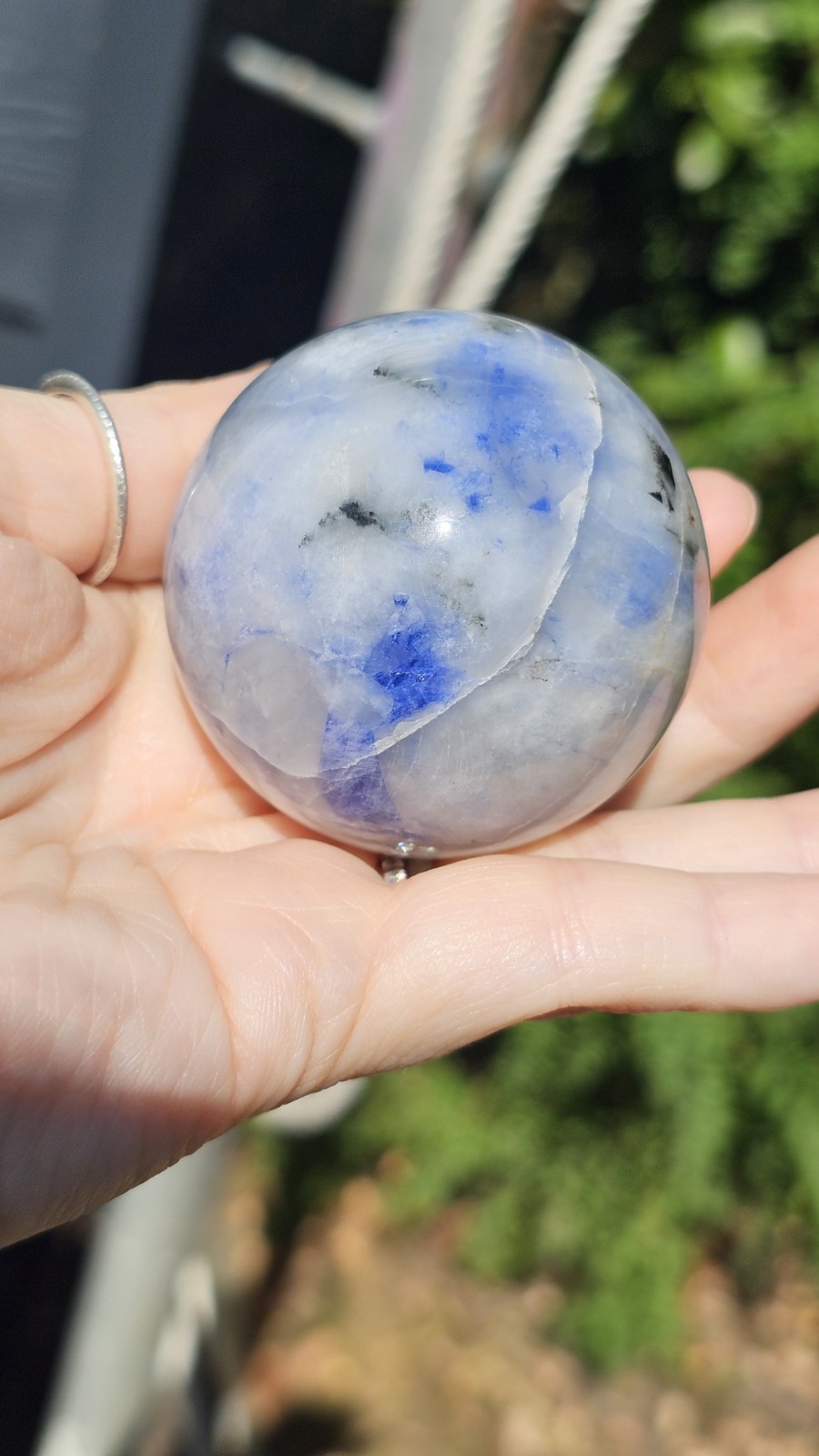Afghanite Crystal sphere Rare 5.2cm 192g Blue uv Reactive