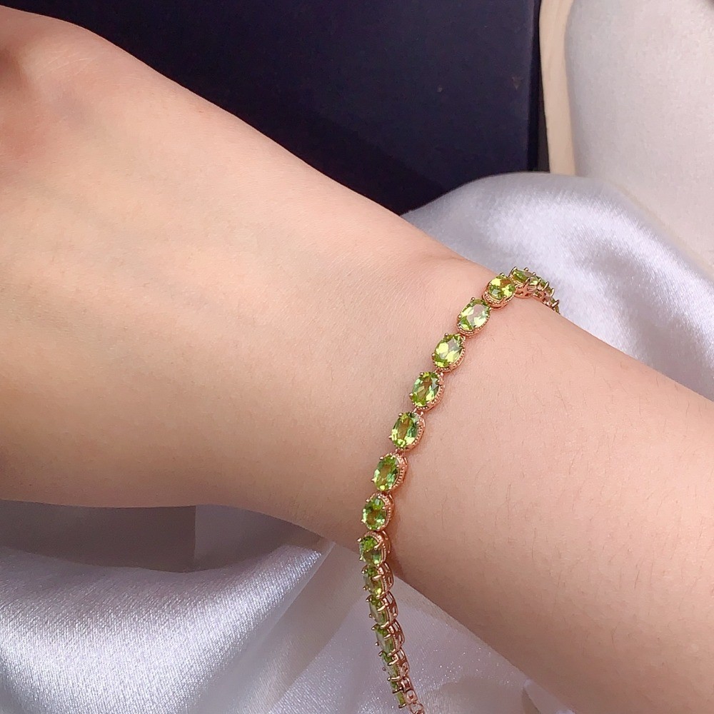 Natura elegant peridot bracelet Gemstone jewelry S925 Silver Plated 18K Gold