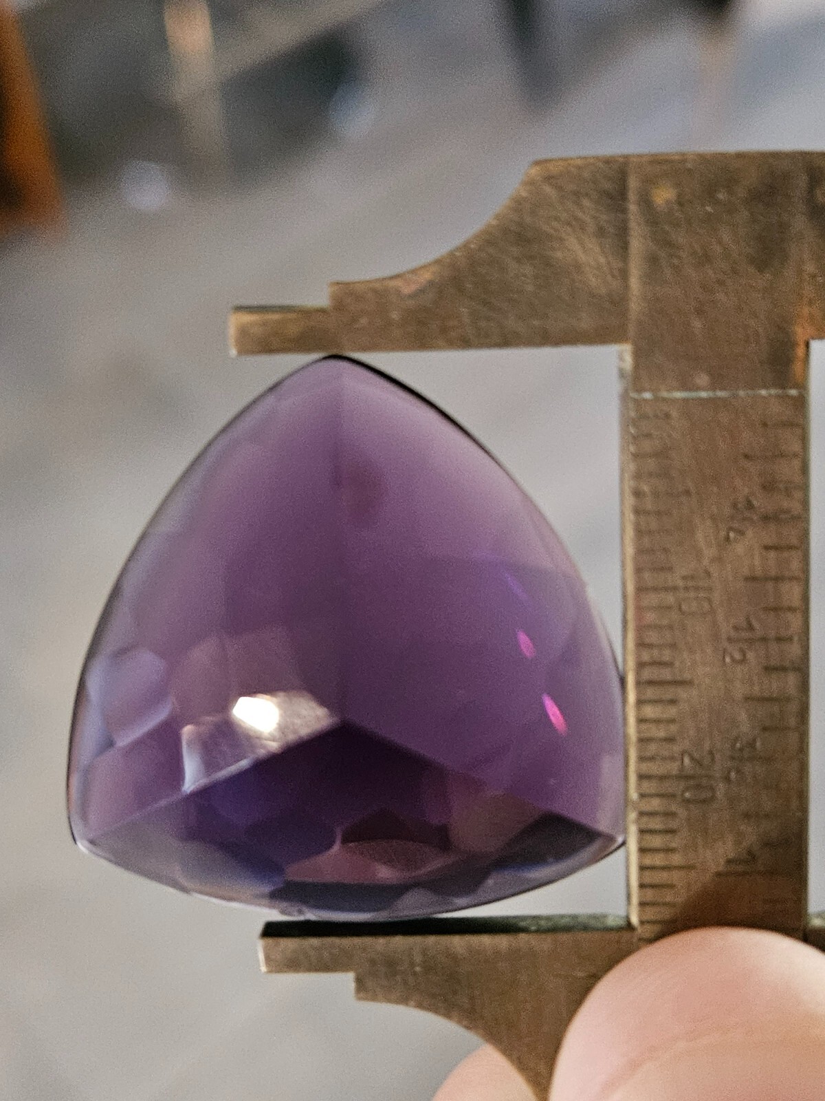 Purple Amythyst Gem Stone 55 Karats 11 Grams Triangle Shaped Small Chip on Edge