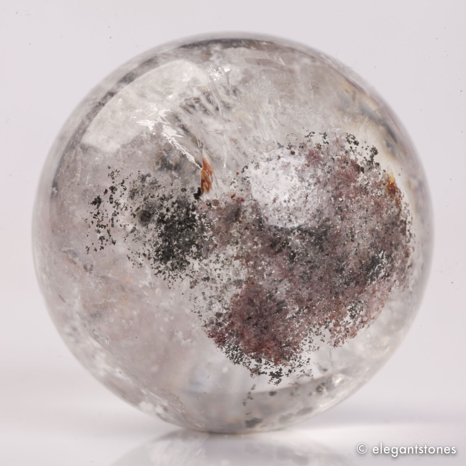57g34mm Natural Garden/Phantom/Ghost/Lodolite Quartz Crystal Sphere Healing Ball
