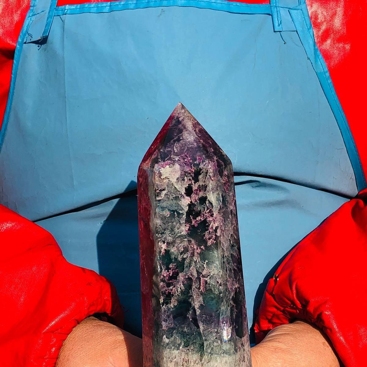 2pcs 5.72LB Natural Colourful Fluorite Obelisk Quartz Crystal Tower Healing
