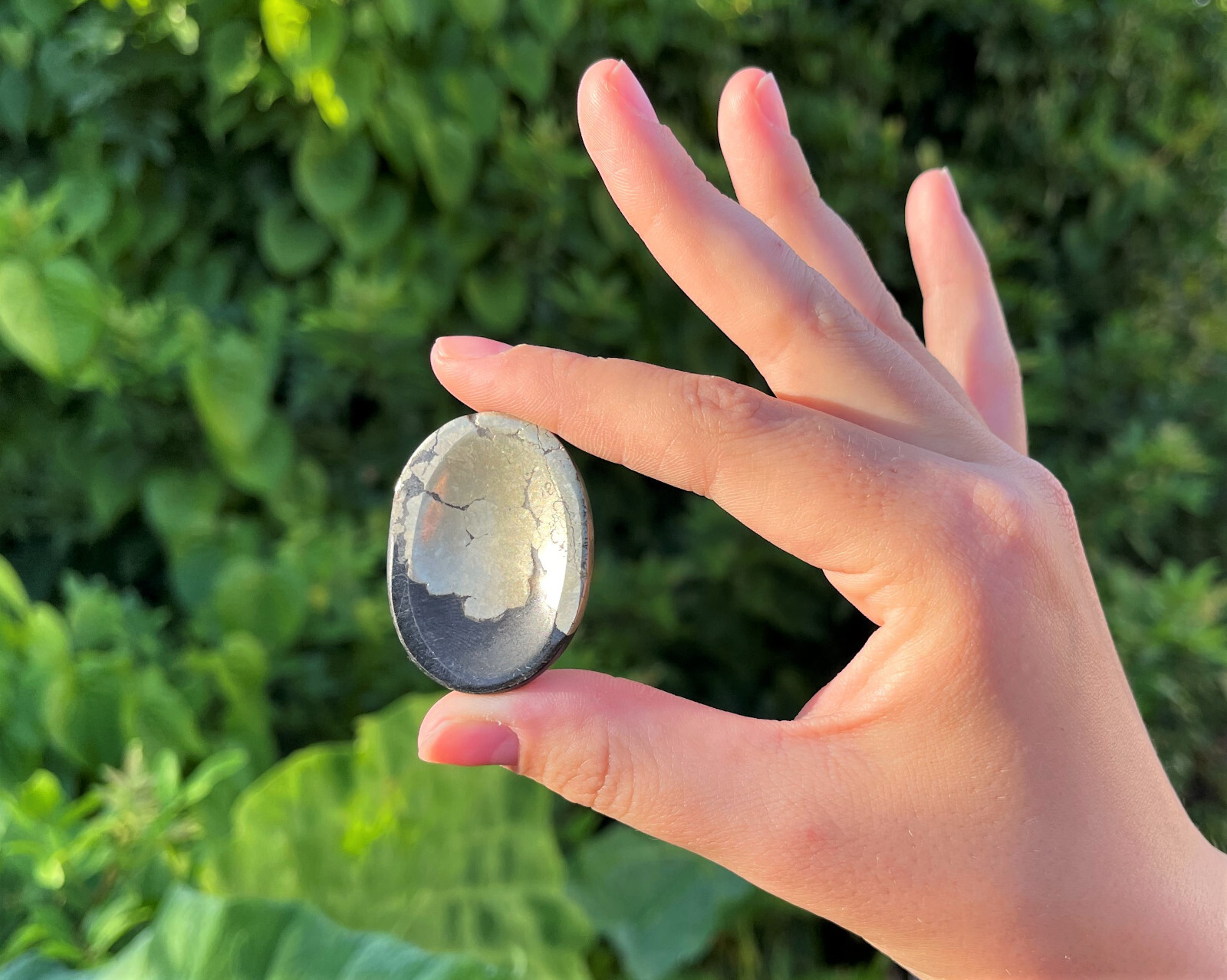 Pyrite Worry Stone (Polished Pyrite Crystal Gemstone, Pyrite Pocket Palm Stone)