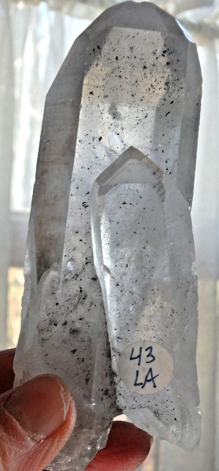 Crystal Twin Quartz Point $43 All Natural with Key Etchings 204.8 grams Rocket