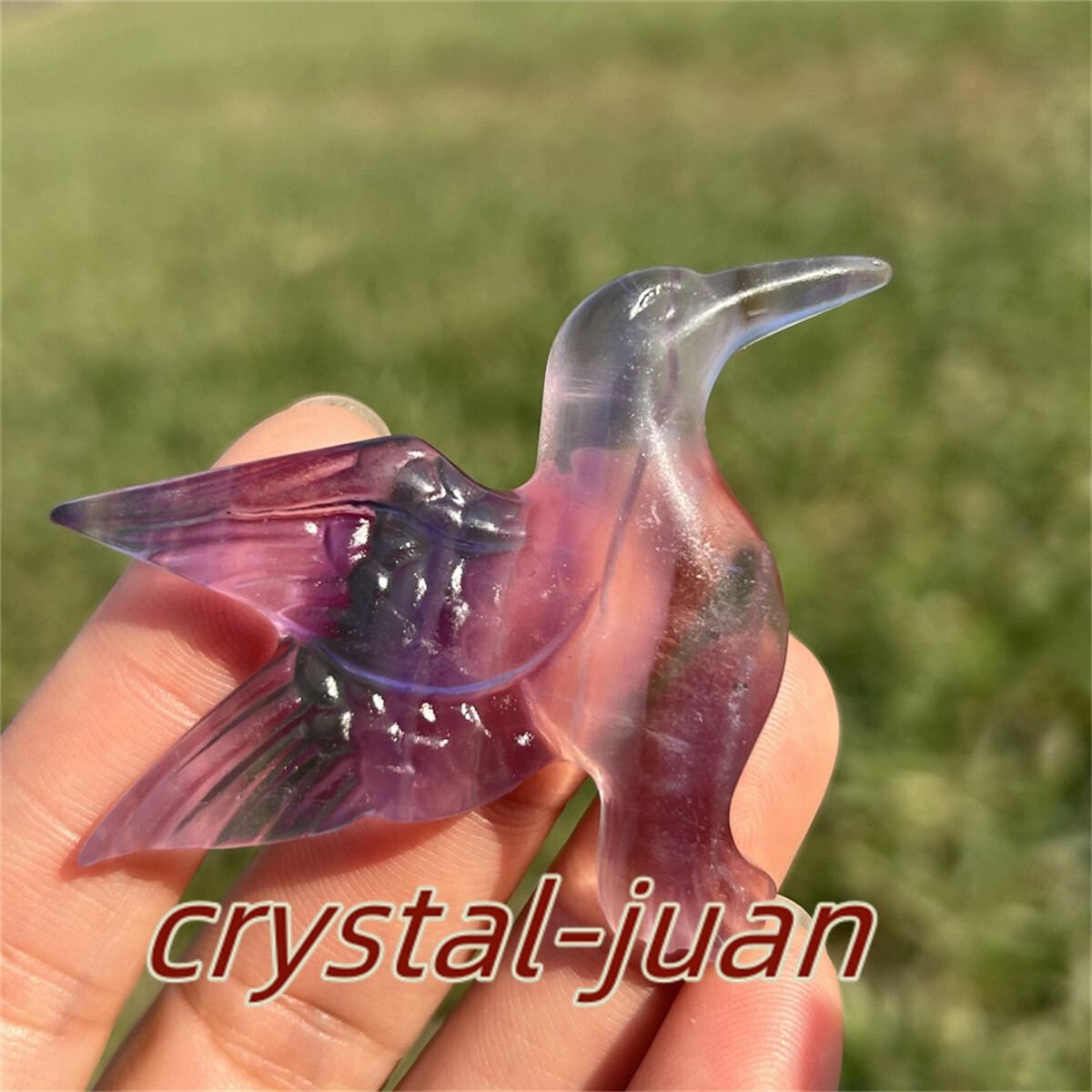 2″+ Natural Fluorite humming bird skull Carved Quartz Crystal skull Reiki heal