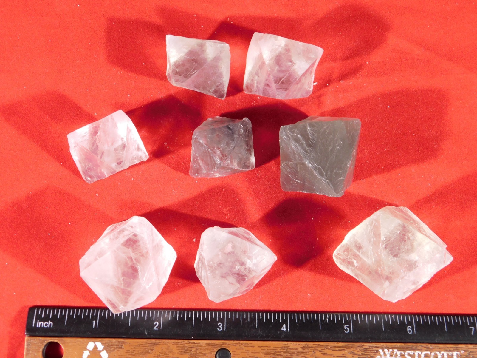 Big Lot of EIGHT! Translucent Octahedron FLUORITE Crystals From China 341gr