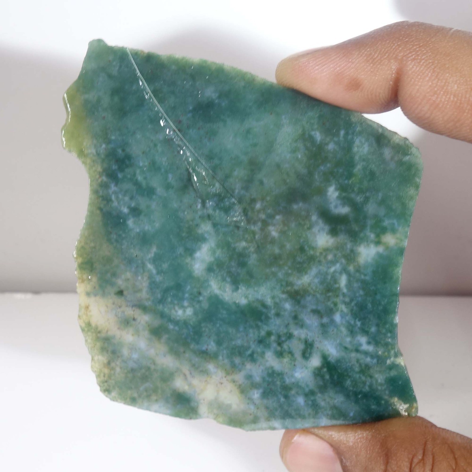 Seaweed Green Moss Agate Slice Slab Rough Natural Gemstone Loose 208.70 Cts