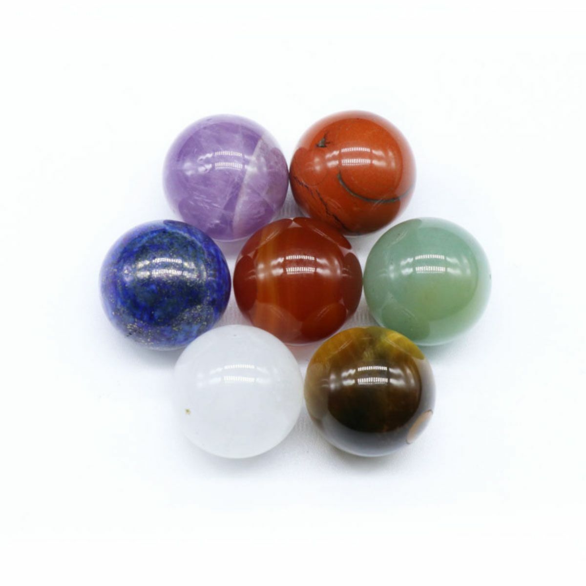 Healing 7Pcs Chakra Engraved Symbols Crystal Palm Worry Stones Set Reiki Energy