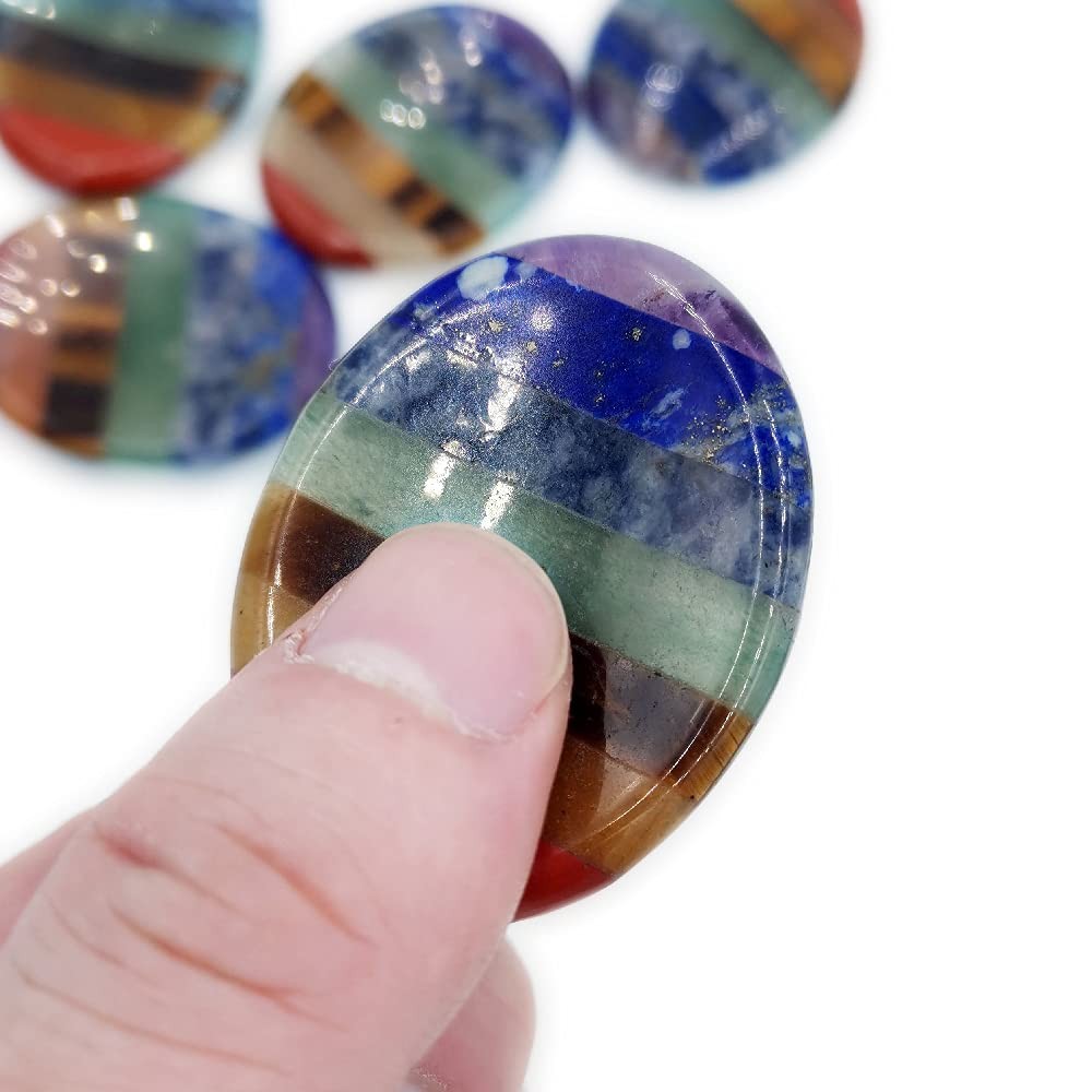 SHARKOOO Thumb Worry Stone for Anxiety, 7 Chakra 1 Count (Pack of 1), chakra