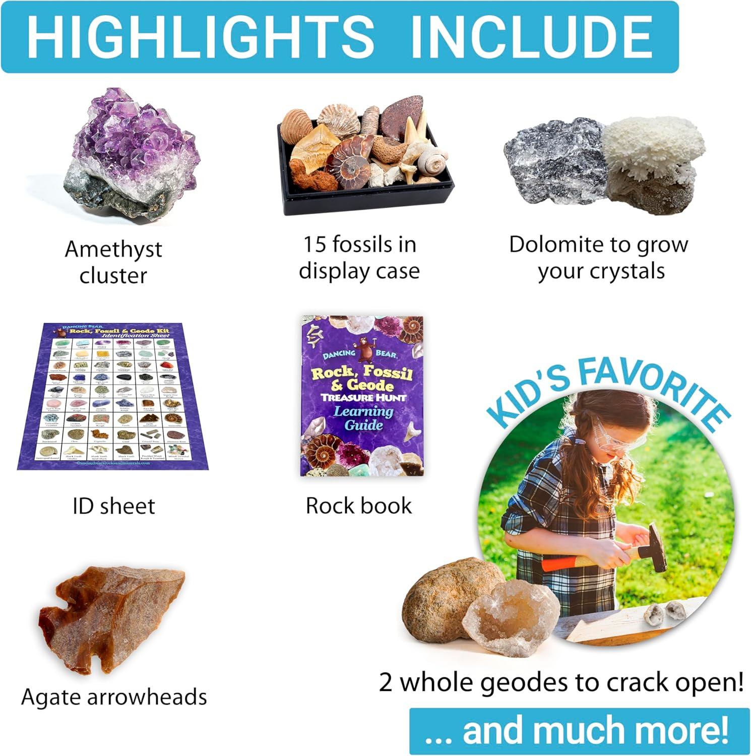 Geological Exploration Kit: 250-Piece Rock, Fossil & Geode Discovery Set