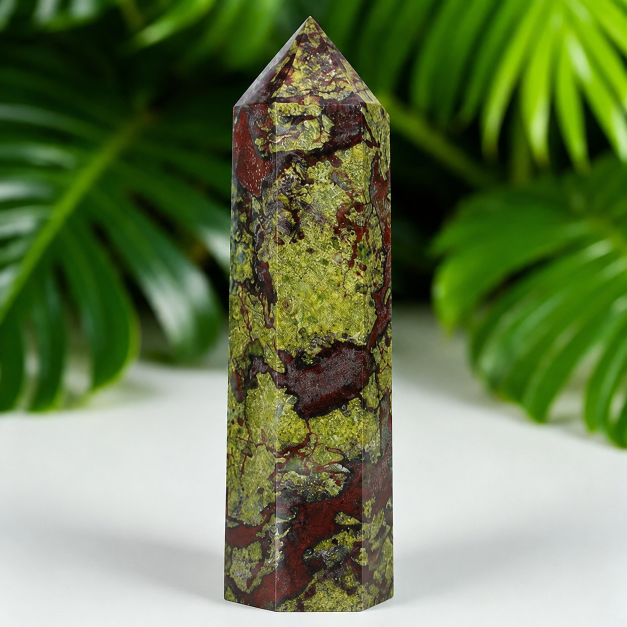 Natural Dragon Bloodstone Wand Crystal Point Healing Energy Stone Home Decor 1pc