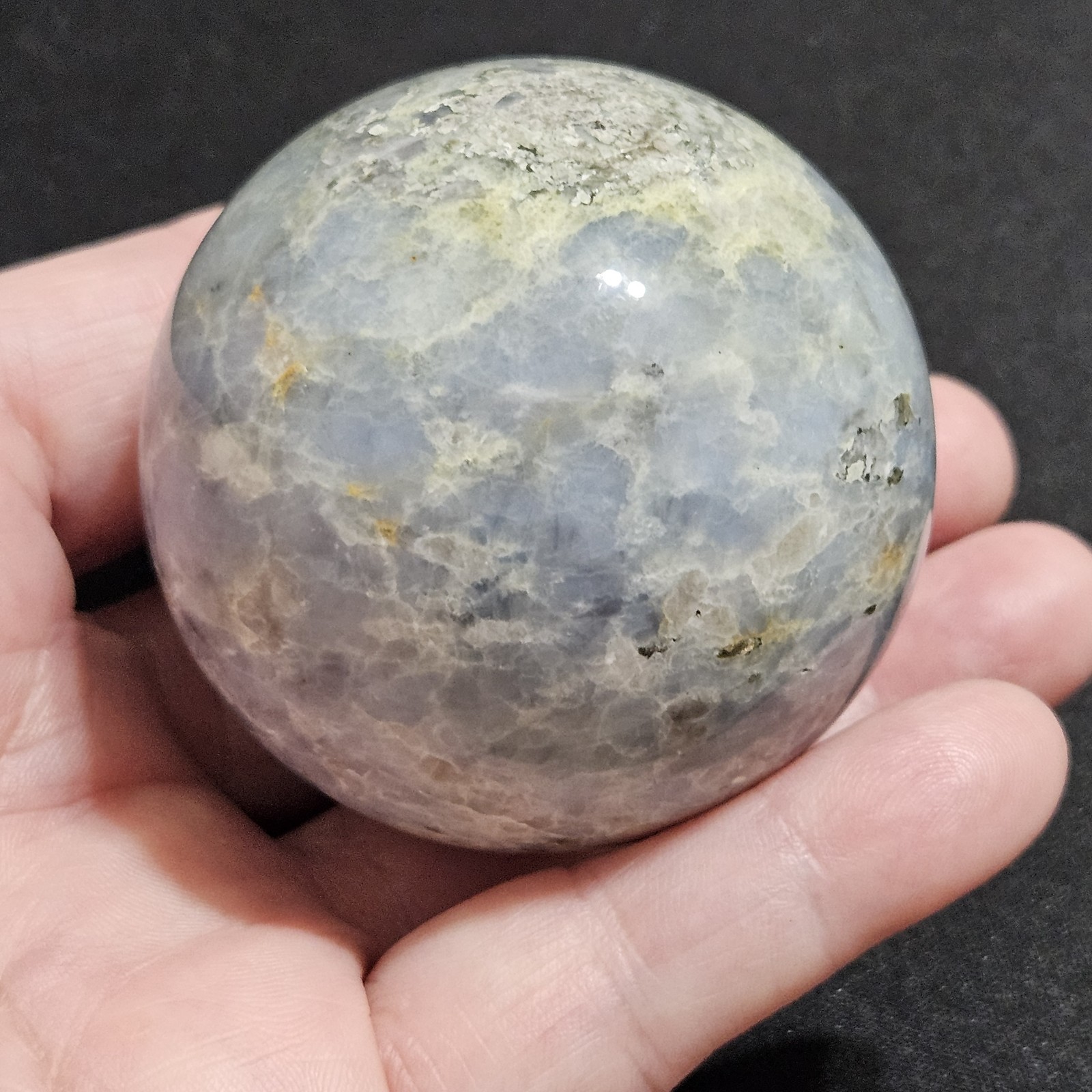 Natural Blue Calcite, Caribbean Calcite Crystal Mineral Sphere Crystal Ball 205g