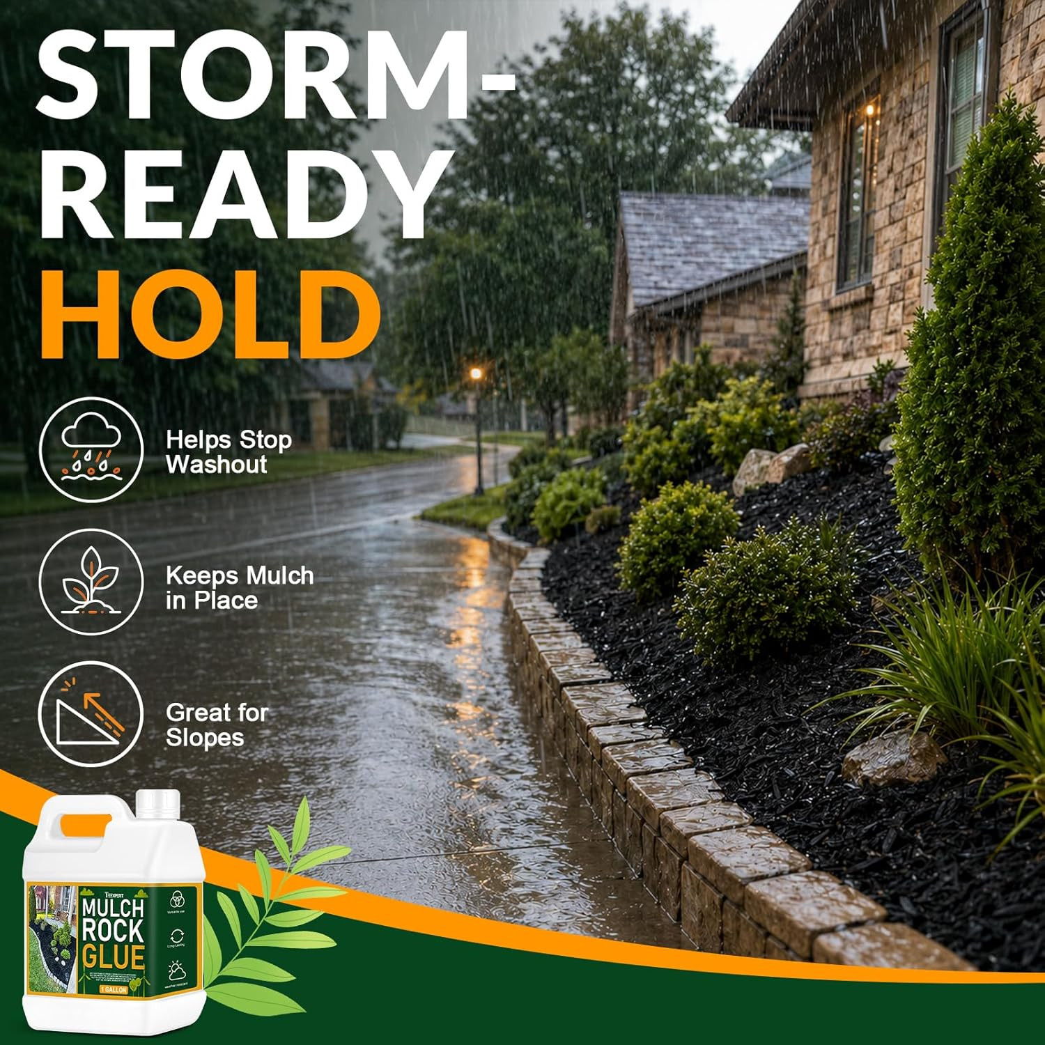 Mulch and Rock Glue for Landscaping, 2 Gallon Concentrate Landscape Glue for Rub