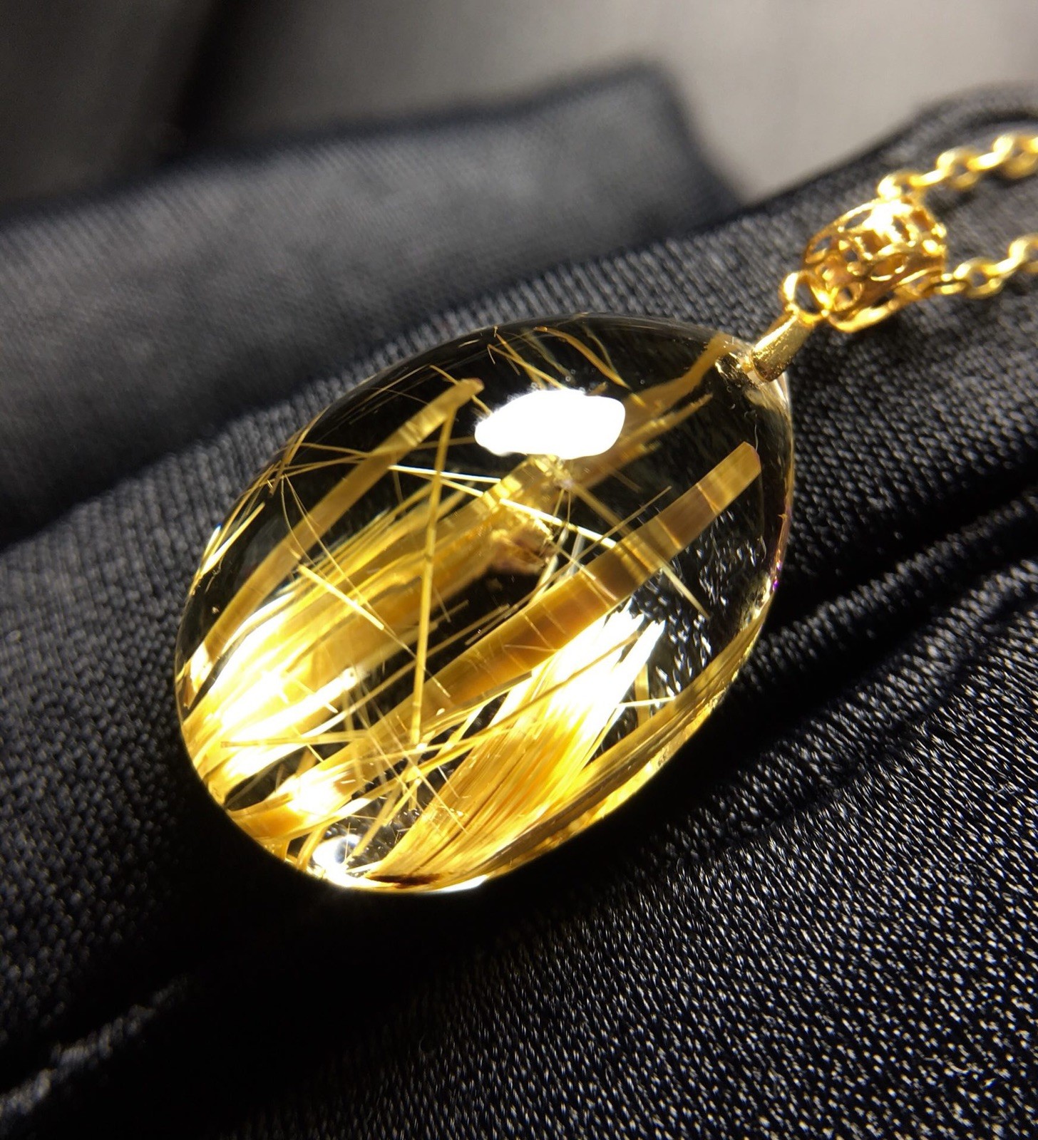 Natural Brazilian Titanium Crystal Water Drop Choker