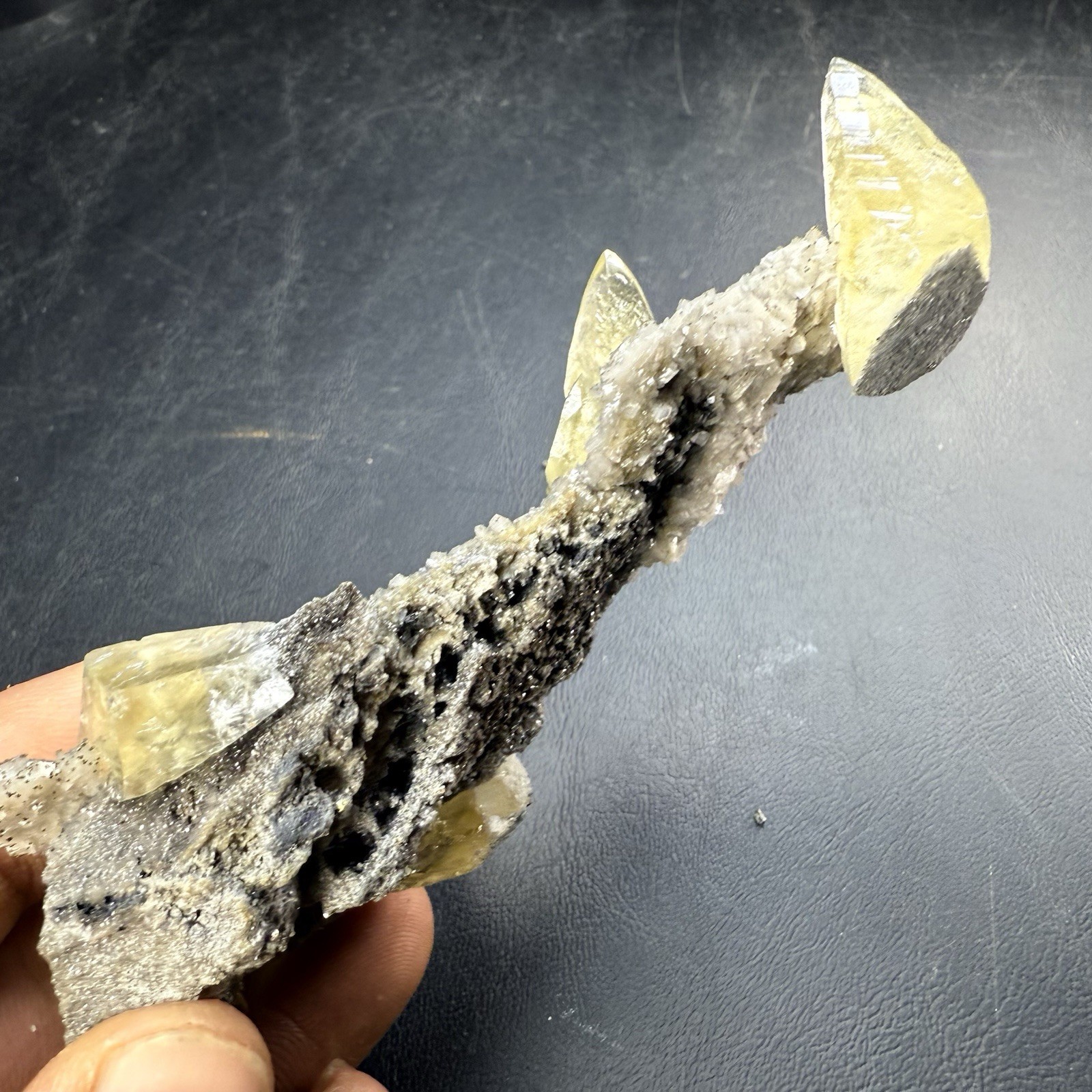 Calcite Crystals with Chalcopyrite Pyrite & Dolomite on Matrix / Missouri