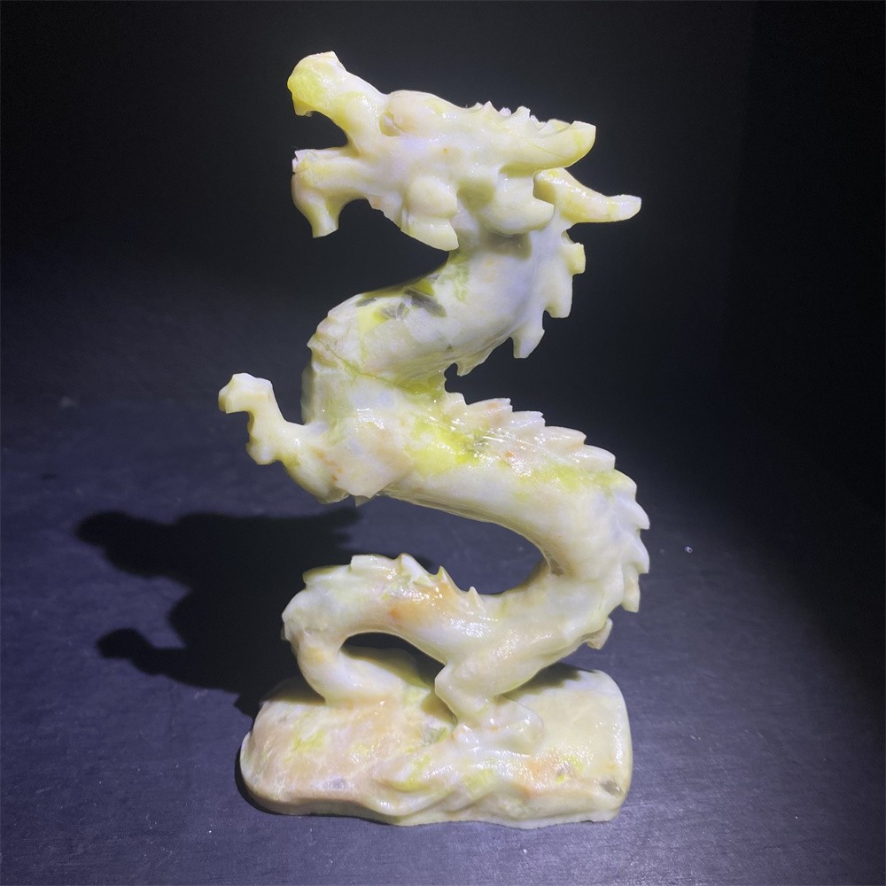 1LB 6.1″Natural Xiuyan Jade Chinese Dragon Statue Crystal Reiki Carving Decor