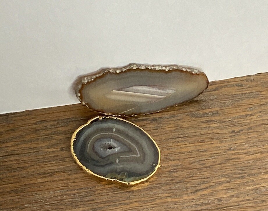 Geode Agate Slice Crystals Polished Geodes Stones Agate Set Of 2
