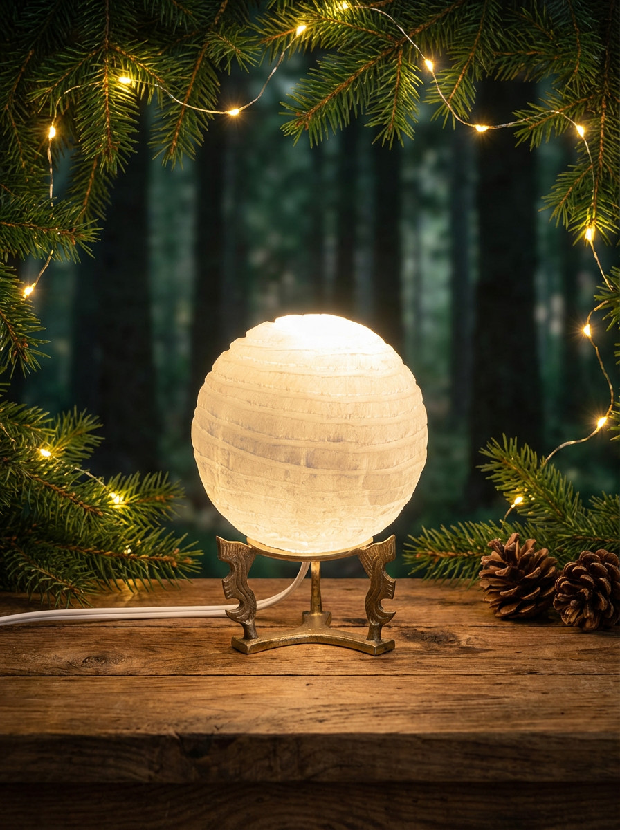 CRYSTAL CLEAR SELENITE LAMP HEALING NATURAL PERFECT GIFT HOME DECOR FROM MOROCCO