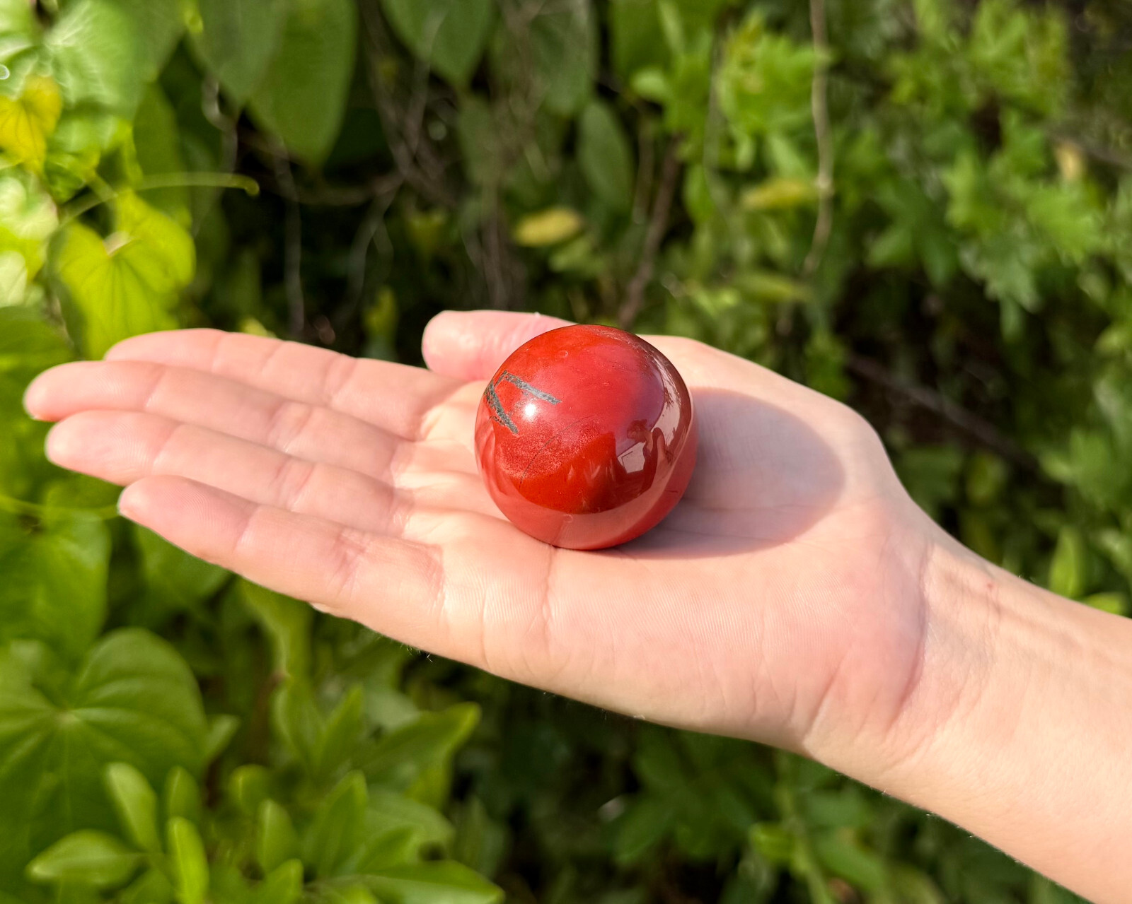 Red Jasper Crystal Sphere & Stand, 1.5″ Polished Red Jasper Sphere (Root Chakra)