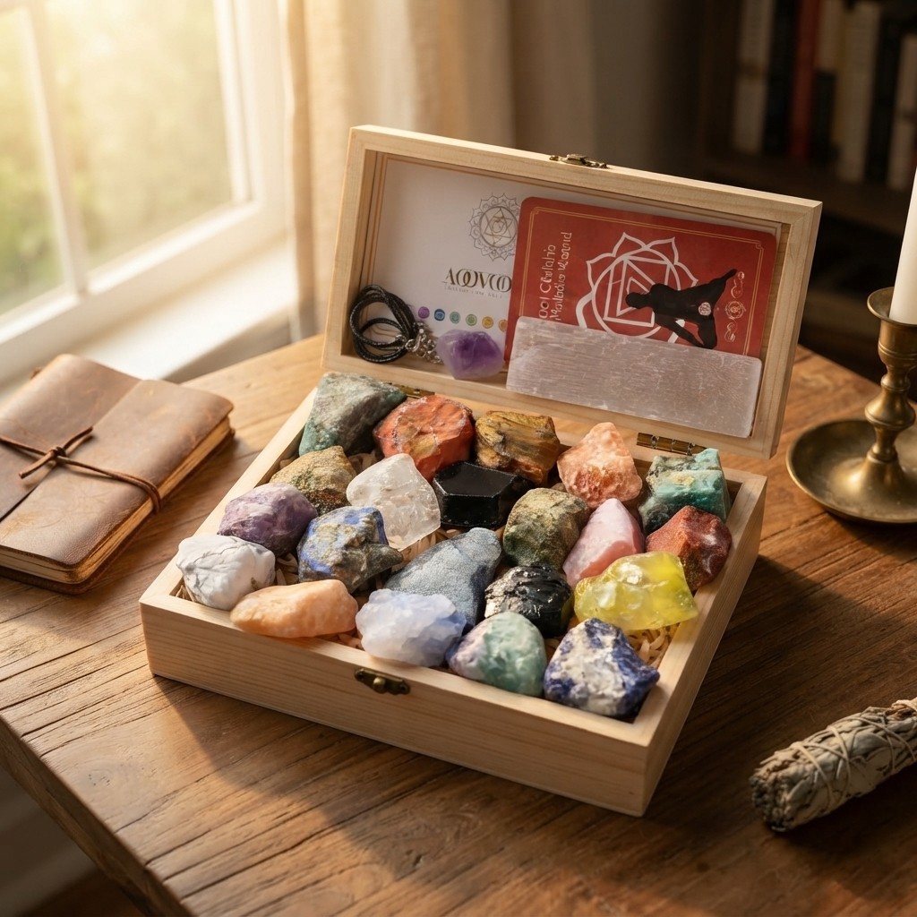 Comprehensive 31-Piece Crystal Set with 21 Chakra Stones & Guide for Beginners