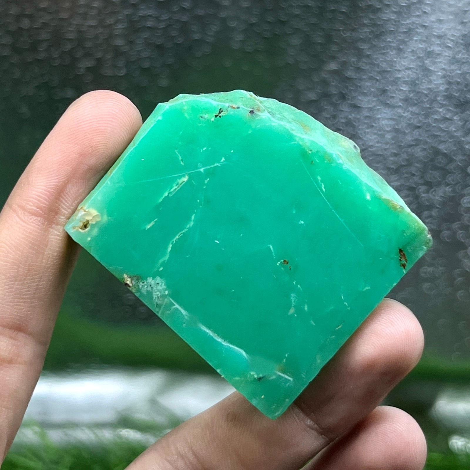 Rare Green Chrysoprase Rough Stone 284Ct Natural Gem Specimen Slice