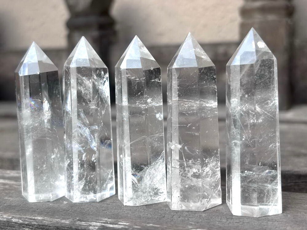 5pcs Lot 2”+ Thick Clear Natural Quartz Crystal Point Wands Tower Obelisk