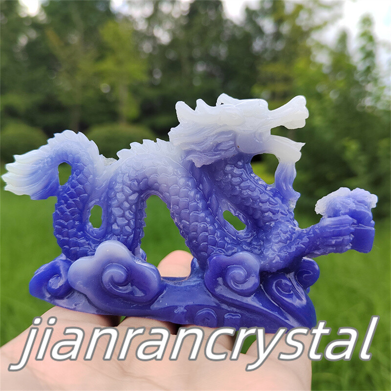 4″ Luminous Stone Dragon Skull Resin Decor Skull Reiki Chinese Dragon 1pc