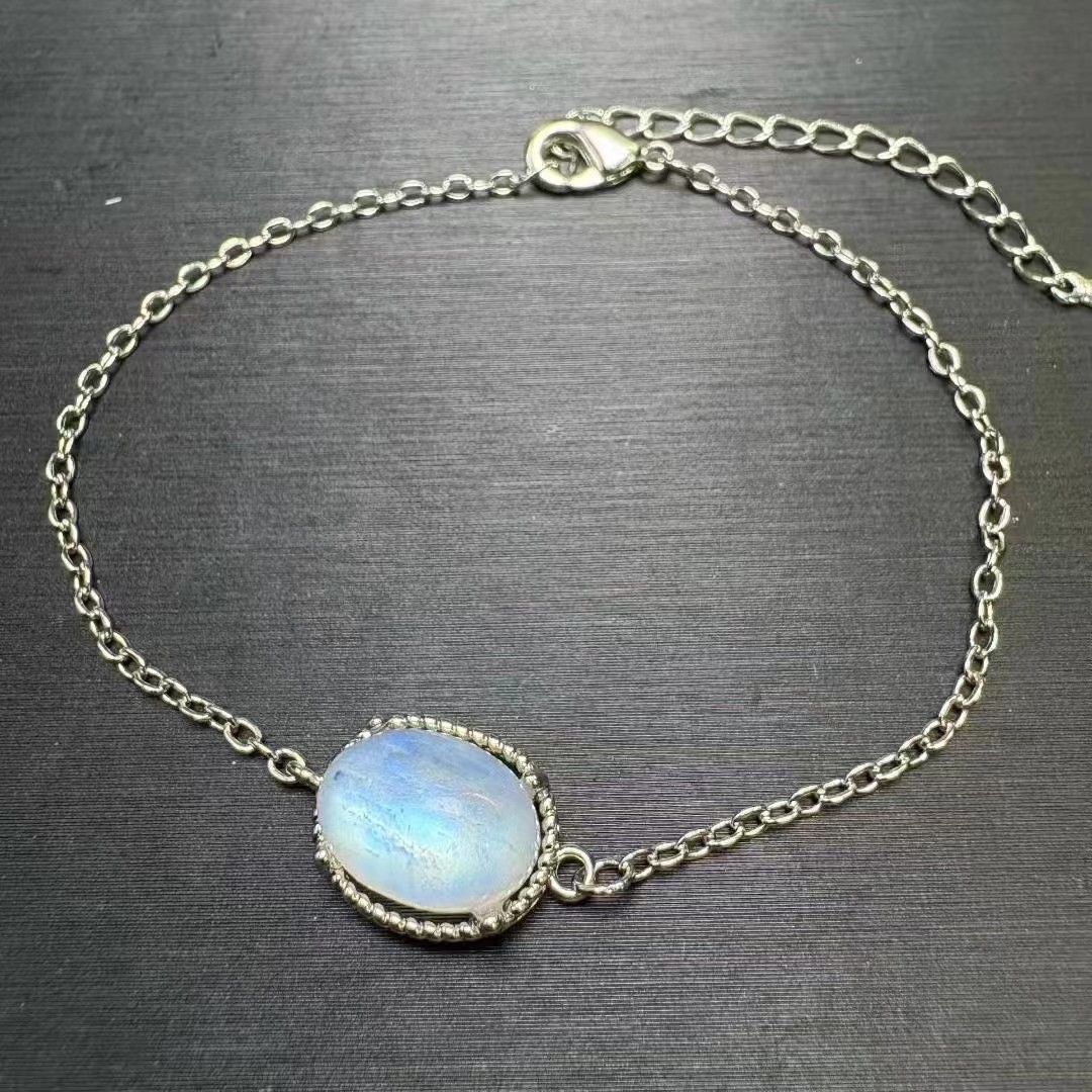 Natural Blue Moonlight Bracelet, copper bezel set