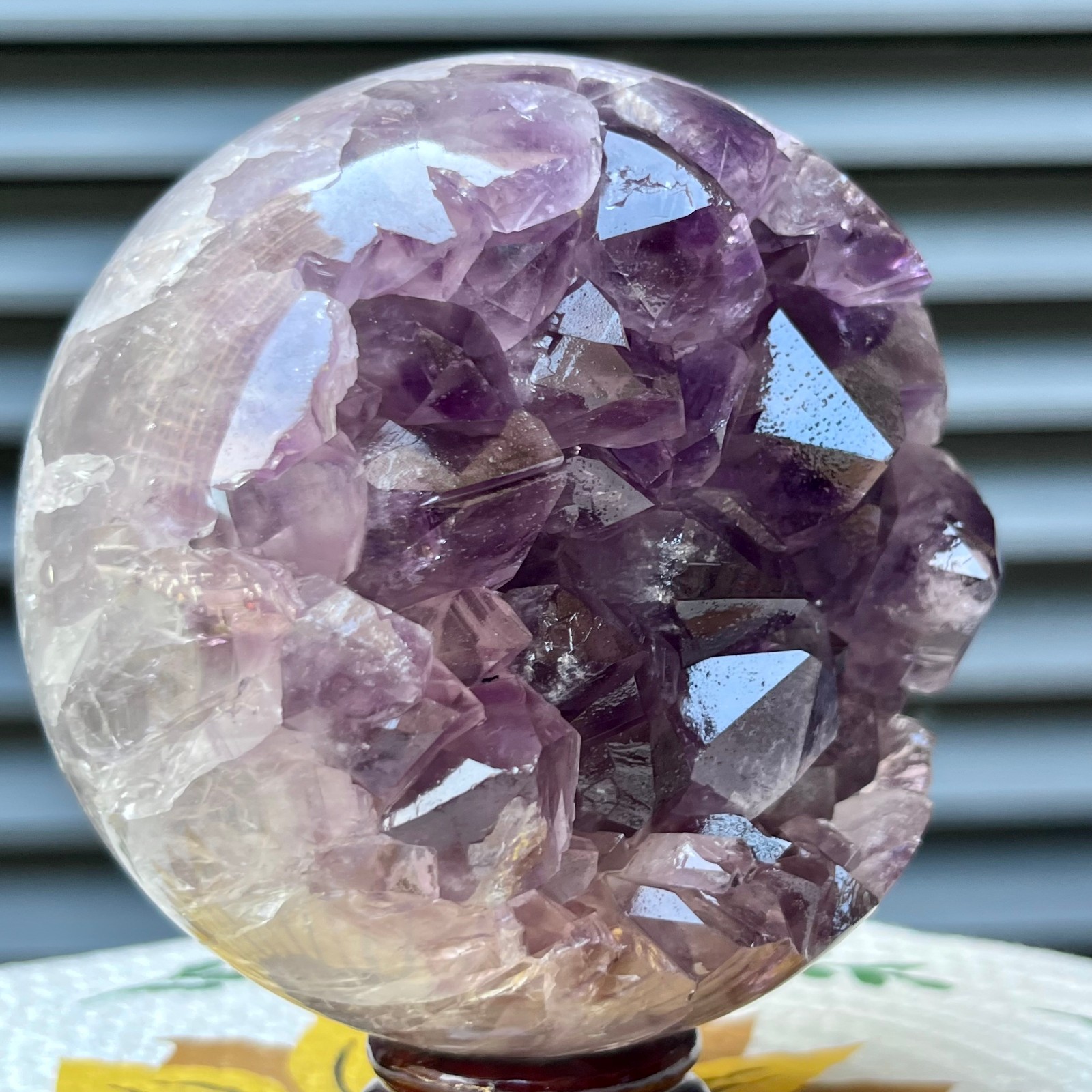 4.2 lb Amethyst Geode Crystal Sphere Natural Druzy Ball Agate Display Art Decor