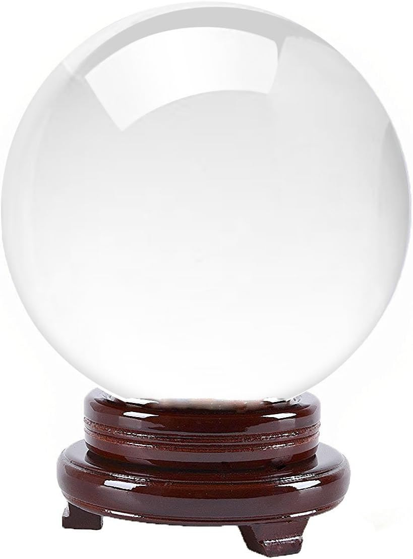 Clear Crystal Ball 8 Inch (200Mm) Diameter with Wooden Stand